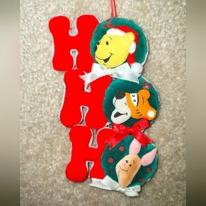 Winnie The Pooh HOHOHO Disney Christmas Ornament Velvet 5" Preowned marks on fro
